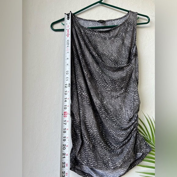 Ann Taylor Gray Asymmetrical Ruched Tank Top - Picture 2 of 7
